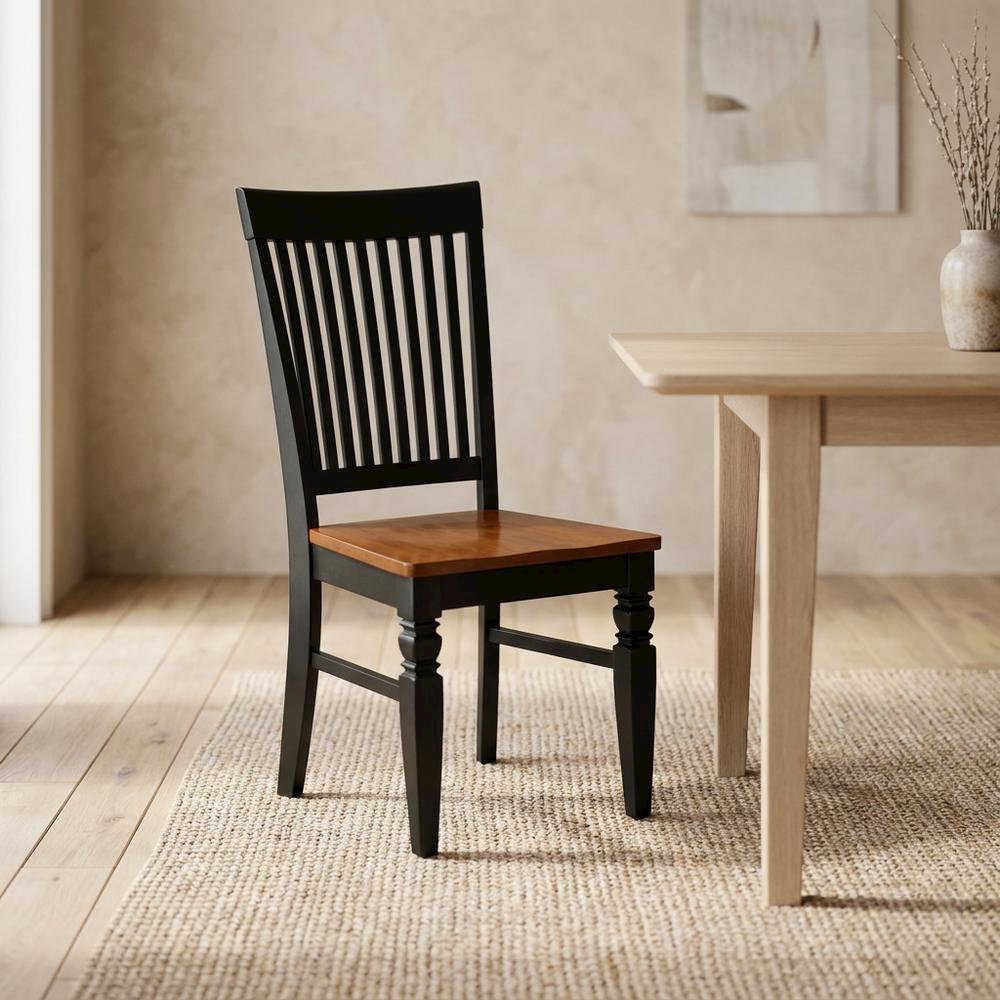 Wooden Dining Chair with Cherry Finish, Kitchen Chair for Dining Room Table, Set of 2