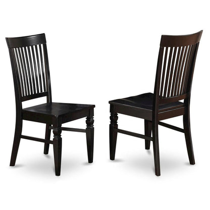 Elegant Black Wooden Dining Chairs – Classic Slatted Back, Set of 2