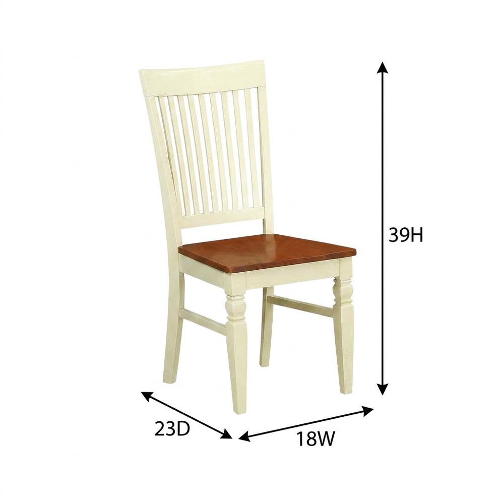 Wooden Dining Chair with Ladder Back for Kitchen and Dining Room, Set of 2