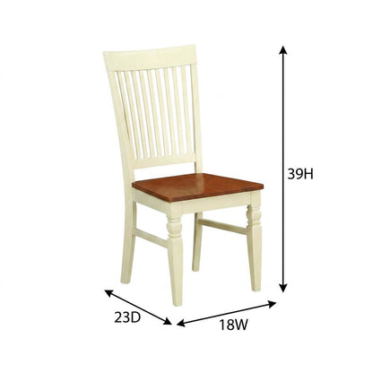 Wooden Dining Chair with Ladder Back for Kitchen and Dining Room, Set of 2