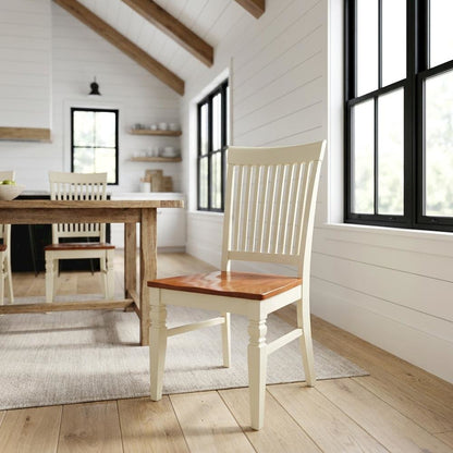 Wooden Dining Chair with Ladder Back for Kitchen and Dining Room, Set of 2