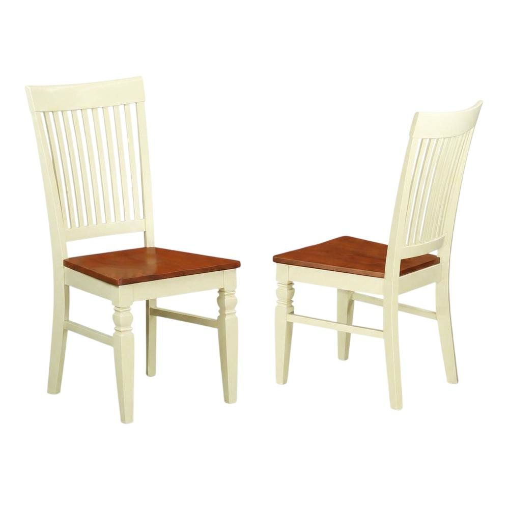 Wooden Dining Chair with Ladder Back for Kitchen and Dining Room, Set of 2