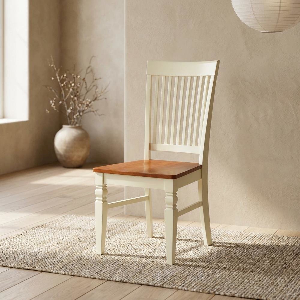 Wooden Dining Chair with Ladder Back for Kitchen and Dining Room, Set of 2