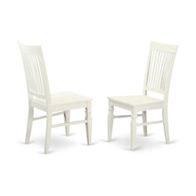 Elegant White Wooden Dining Chairs – Slatted Back, Set of 2