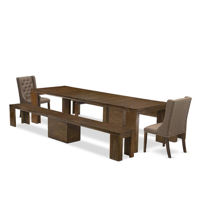 5 Pieces Extendable Dining Set Includes a Rectangle Kitchen Table