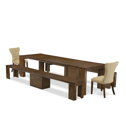 5 Pieces Extendable Dining Set Includes a Rectangle Kitchen Table