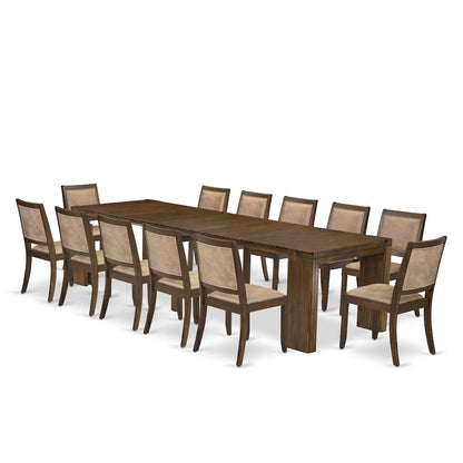 13 Pieces Extendable Dining Set Includes a Rectangle Kitchen Table