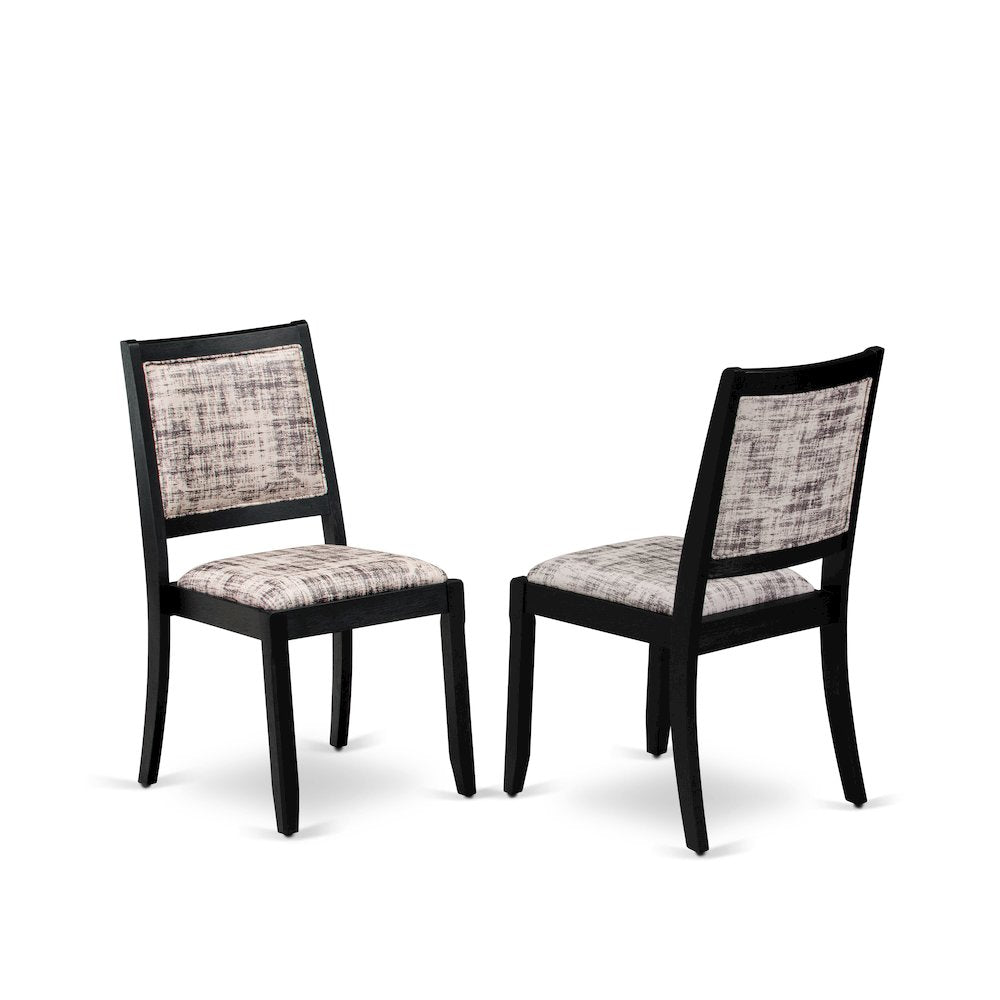 Dining Room Chair with White and Gray Pattern Faux Leather and upholstered back