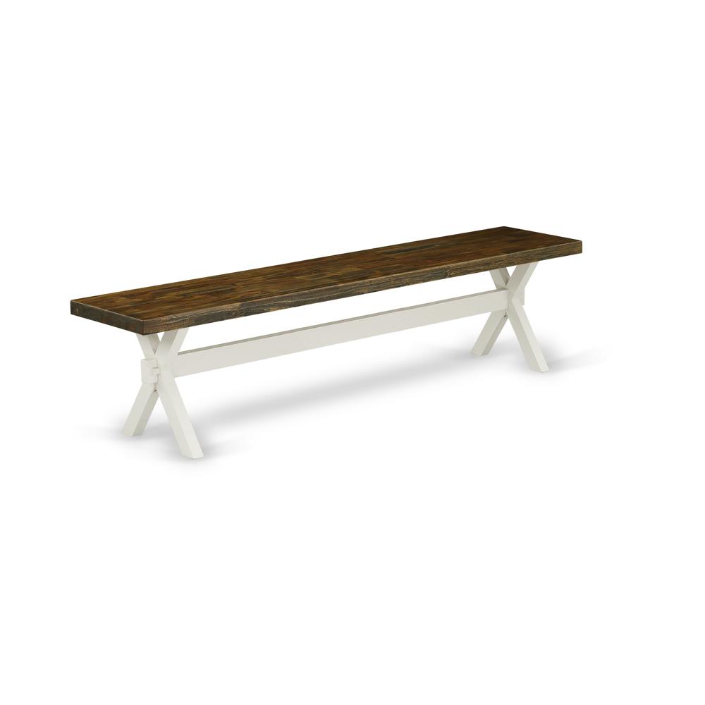 East West Furniture X2-077 3 Piece Modern Dining Table Set - 1 Distressed Jacobean Dinning Table and 2 Dining Bench - Reliable and Sturdy Constructed - Linen White Finish