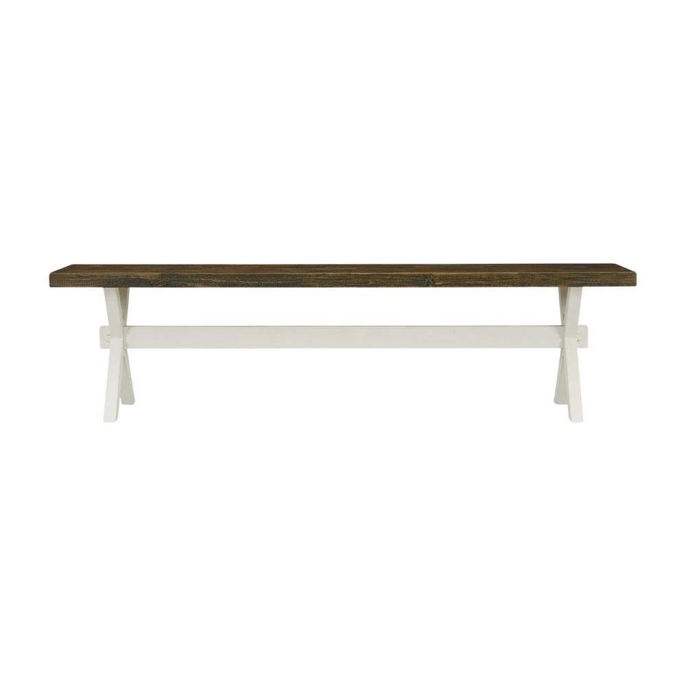 Wooden Dining Bench with X-Style Base for Kitchen and Dining Room, Brown/White