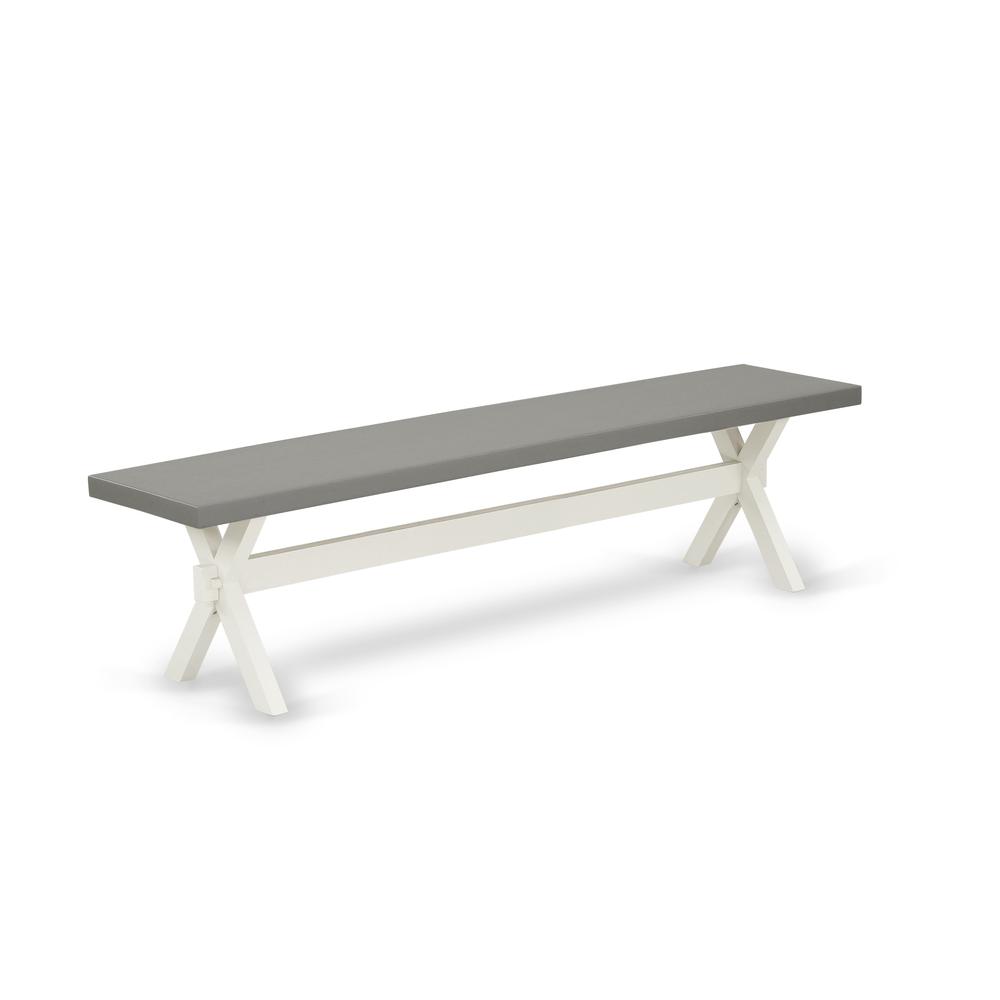 East West Furniture X2-097 3 Piece Table Set - 1 Cement Dining Room Table and 2 Bench for Dining Room Table - Stable and Sturdy Construction - Linen White Finish
