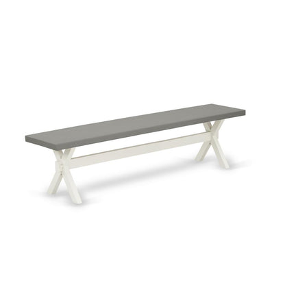East West Furniture X2-097 3 Piece Table Set - 1 Cement Dining Room Table and 2 Bench for Dining Room Table - Stable and Sturdy Construction - Linen White Finish