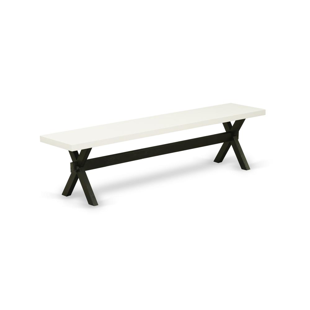 East West Furniture X2-627 3 Piece Kitchen Dining Table Set - 1 Linen White Breakfast Table and 2 Small Wood Benches - Stable and Sturdy Construction - Wire Brushed Black Finish