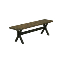 Rubberwood Dining Bench with X-Style Base and Wooden Seat for Dining Room, Black