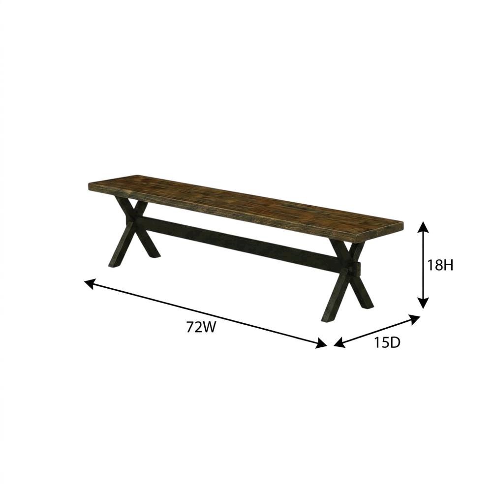Wooden Dining Bench with X-Style Base, Wood Bench Seat