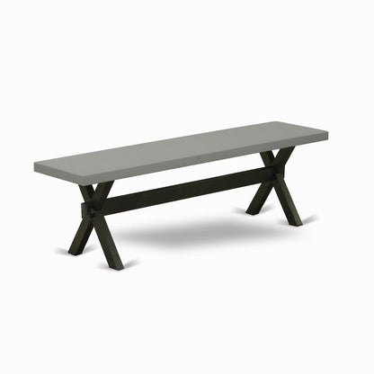East West Furniture X2-696 3 Piece Dining Set - 1 Cement Dining Room Table and 2 Table Bench - Stable and Durable Construction - Wire Brushed Black Finish