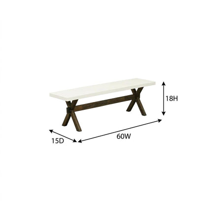 Solid Wood Dining Bench with X-Style Mid-Century Modern Base for Dining Room