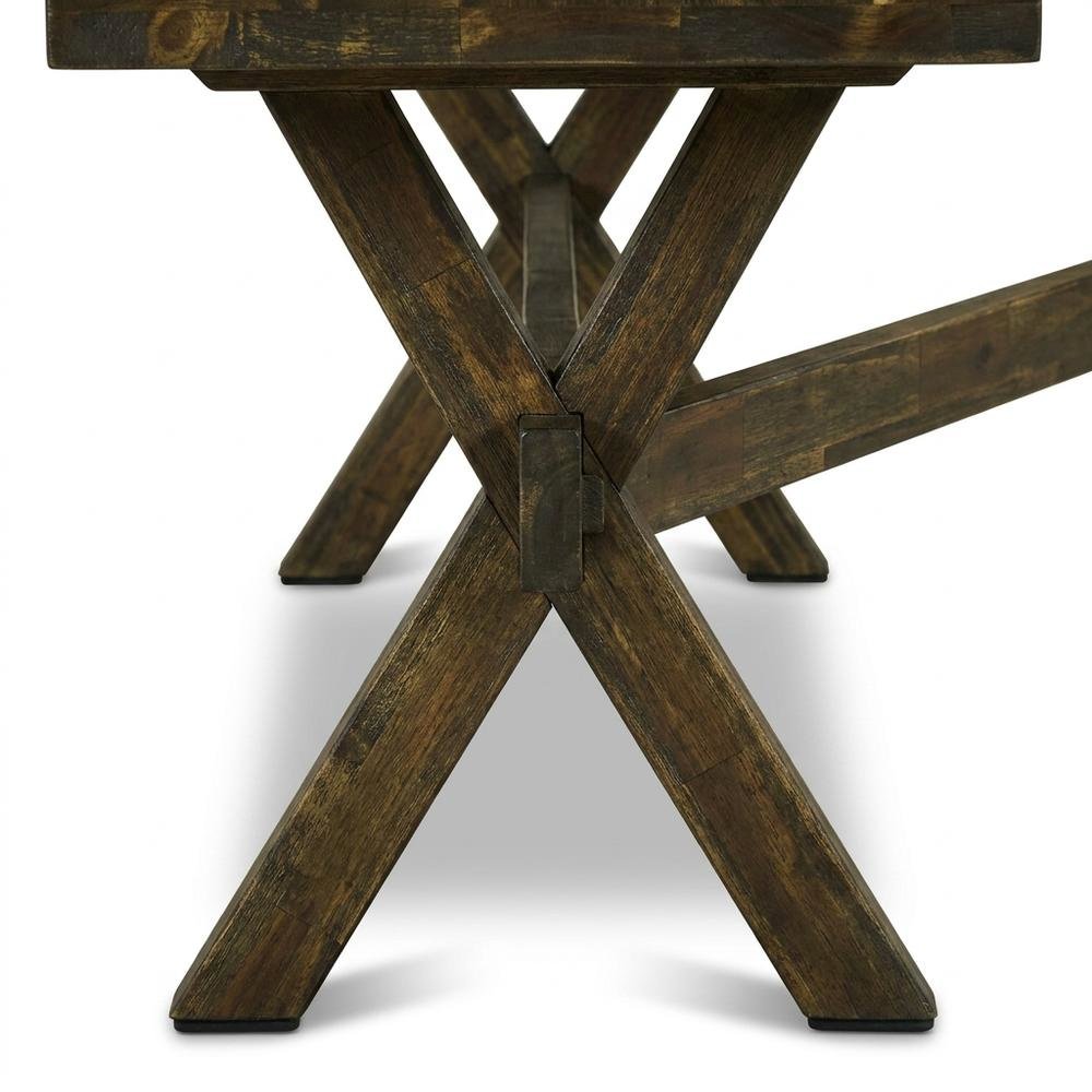 Wooden Dining Bench with X-Style Base for Kitchen and Dining Room