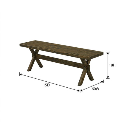 Wooden Dining Bench with X-Style Base for Kitchen and Dining Room