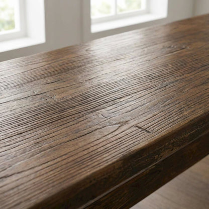 Solid Wood Dining Bench with X-Style Base for Dining Room, Brown/Brown