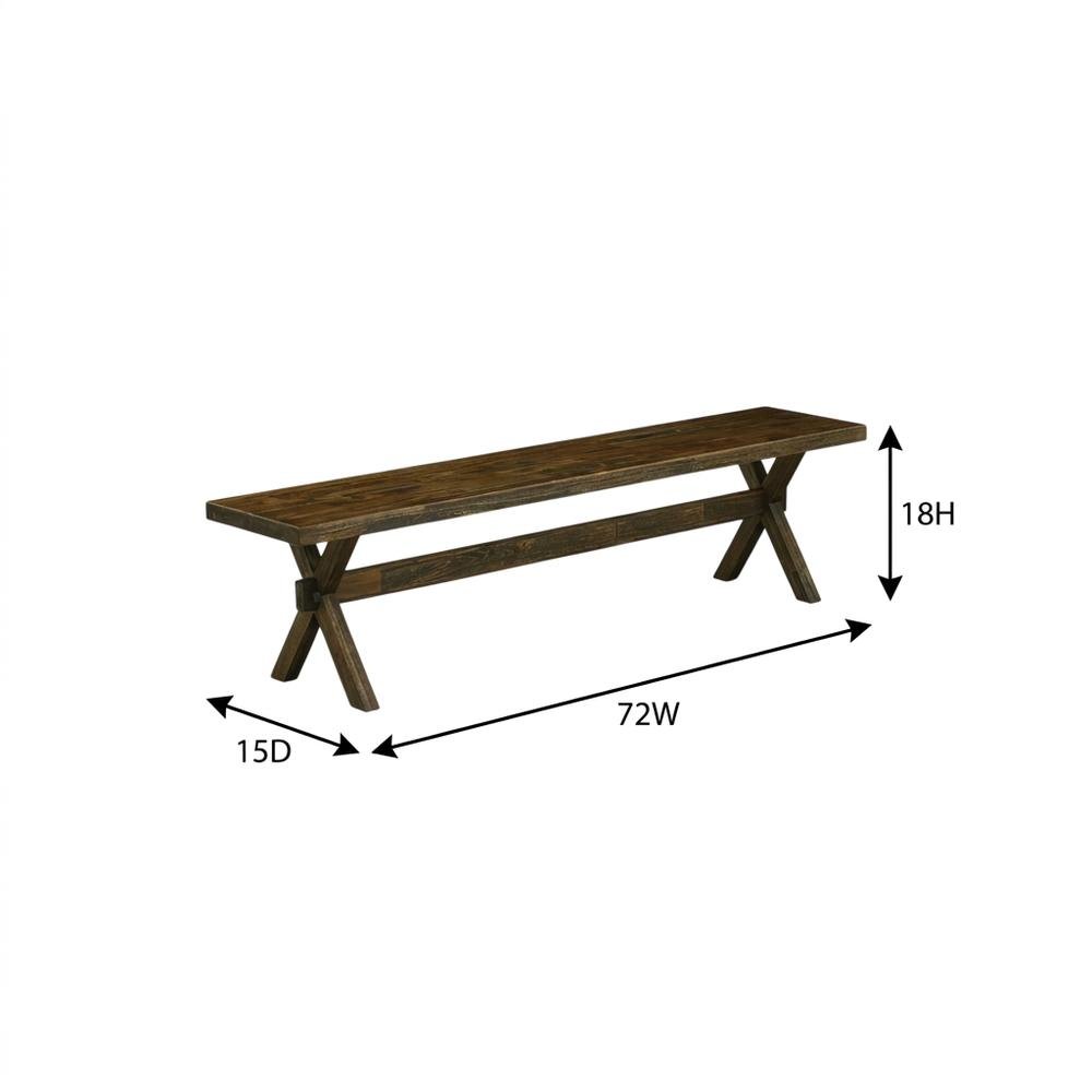Solid Wood Dining Bench with X-Style Base for Dining Room, Brown/Brown