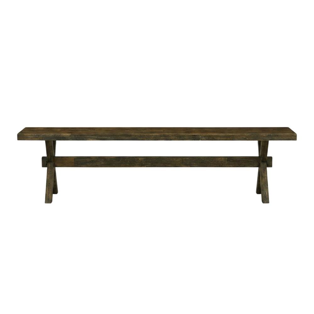 Solid Wood Dining Bench with X-Style Base for Dining Room, Brown/Brown