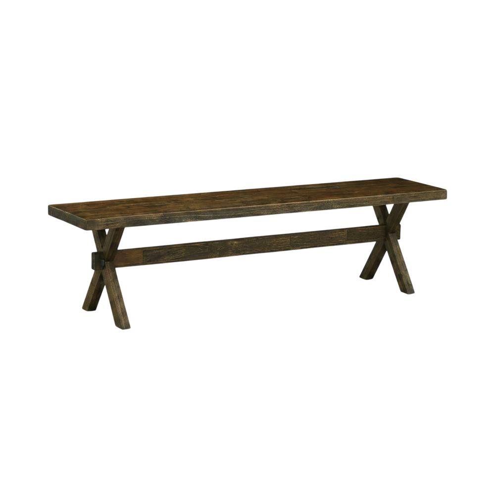 Solid Wood Dining Bench with X-Style Base for Dining Room, Brown/Brown
