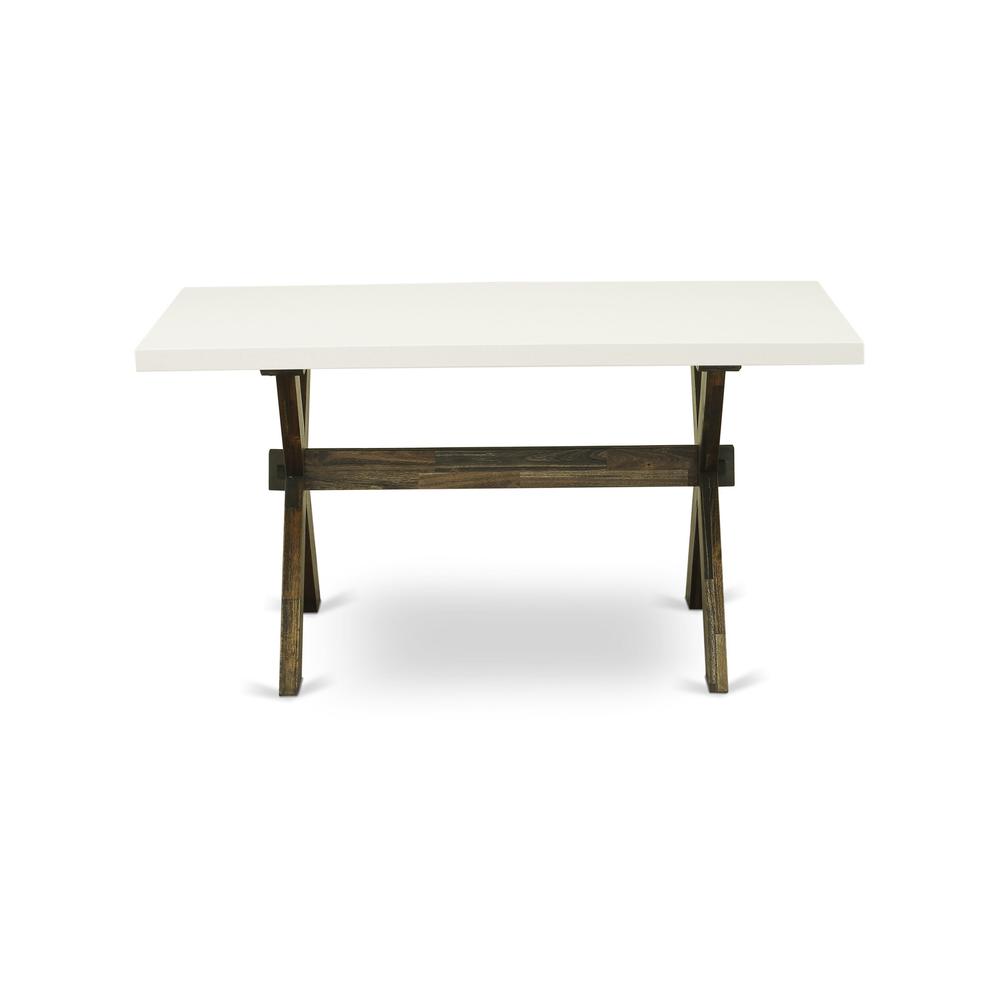 X726MZ716-5 5 Pc Modern Dining Set - A Table with Trestle Base and 4 Modern Chairs For Dining Room - Distressed Jacobean Finish