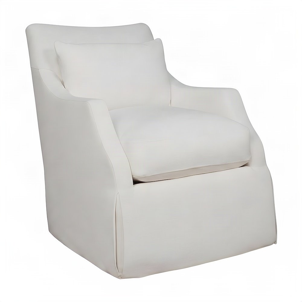 Polyester-Upholstered Swivel Rocker Glider Accent Chair with Kidney Pillow