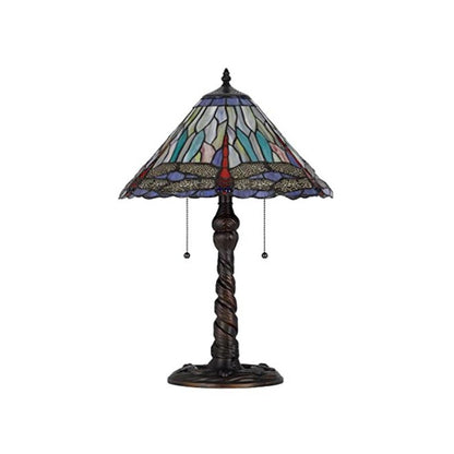 60W X 2 Metal/Resin Tiffany Table Lamp With Pull Chain Switches