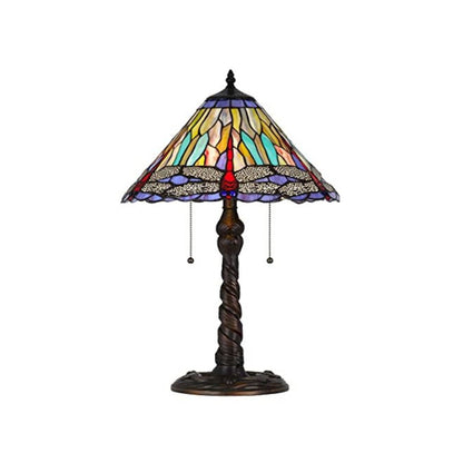 60W X 2 Metal/Resin Tiffany Table Lamp With Pull Chain Switches