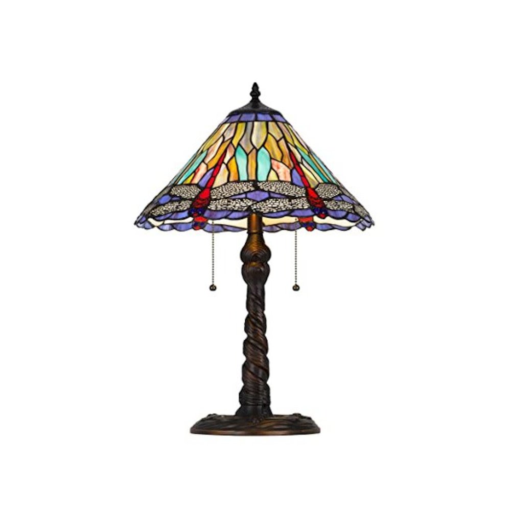 60W X 2 Metal/Resin Tiffany Table Lamp With Pull Chain Switches