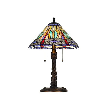 60W X 2 Metal/Resin Tiffany Table Lamp With Pull Chain Switches