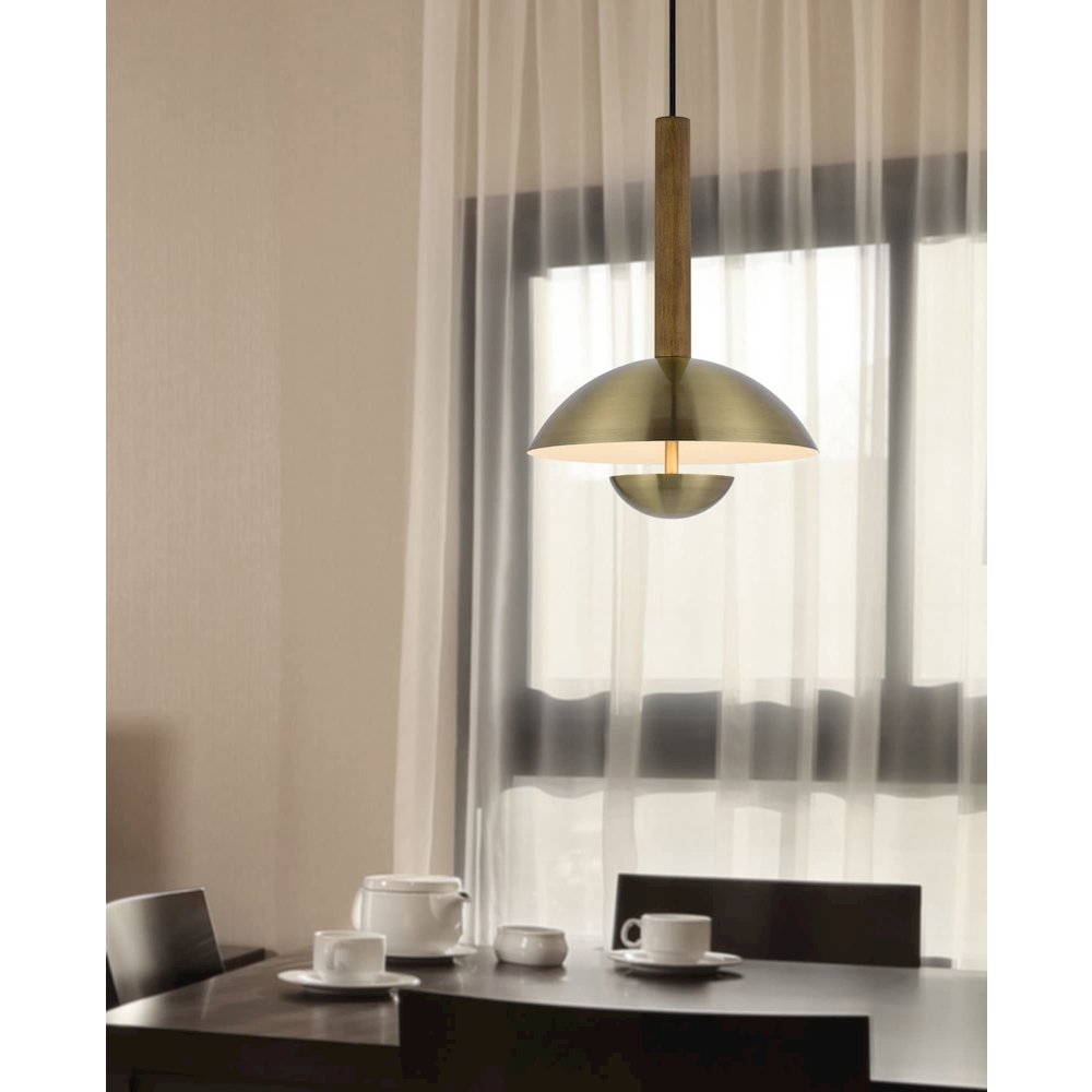 Lakeland 15W Intergrated Dimmable Led Metal / Birch Wood Pendant Light