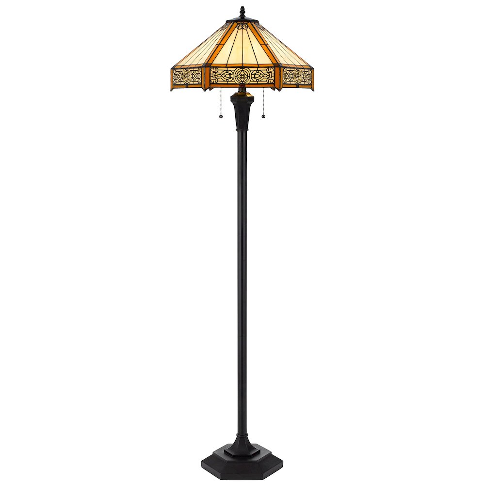 60W X 2 Metal/Resin Tiffany Table Lamp With Pull Chain Switches