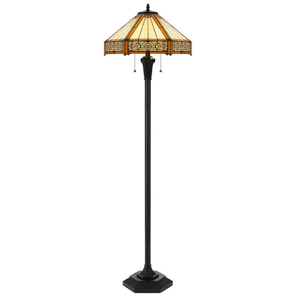60W X 2 Metal/Resin Tiffany Table Lamp With Pull Chain Switches