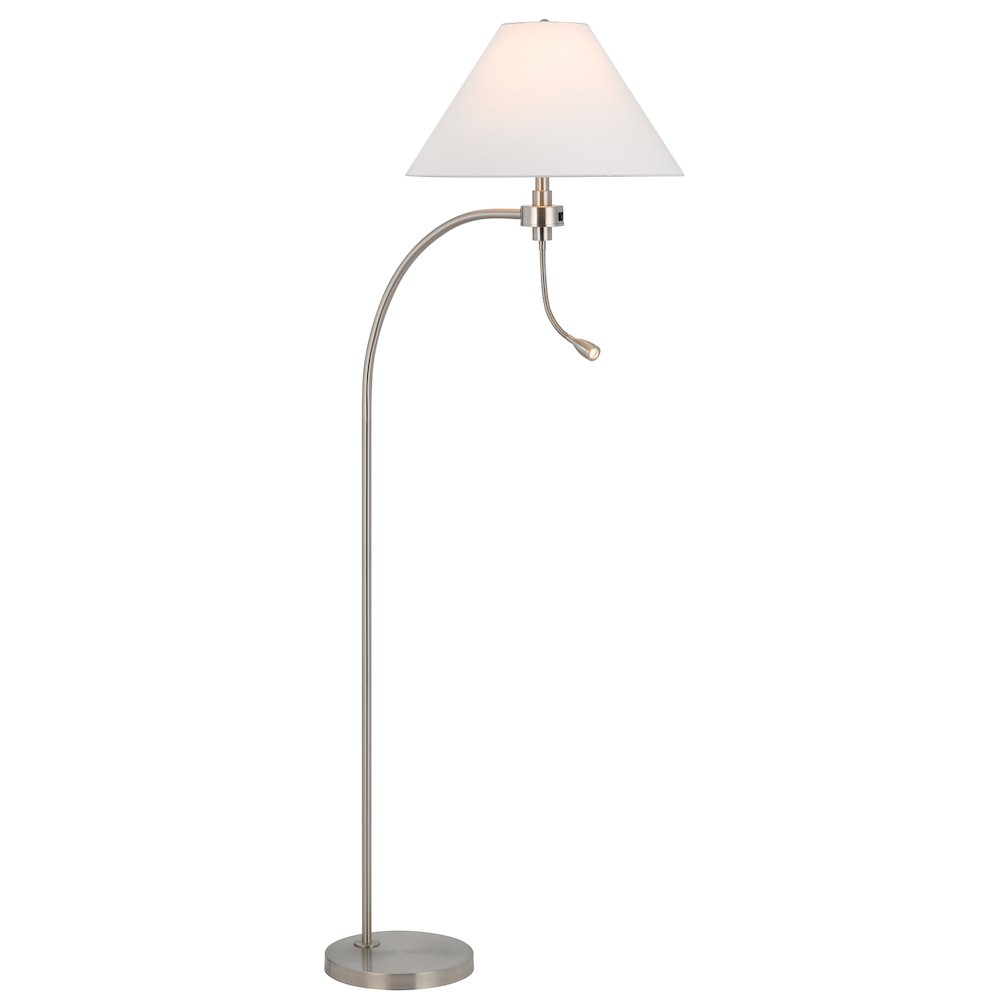 100W 3 way Ashland mini arc metal floor lamp with gooseneck 2W led reading light