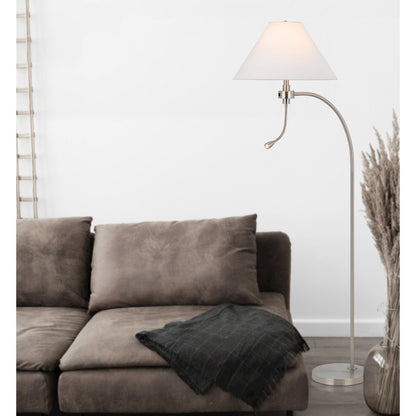 100W 3 way Ashland mini arc metal floor lamp with gooseneck 2W led reading light