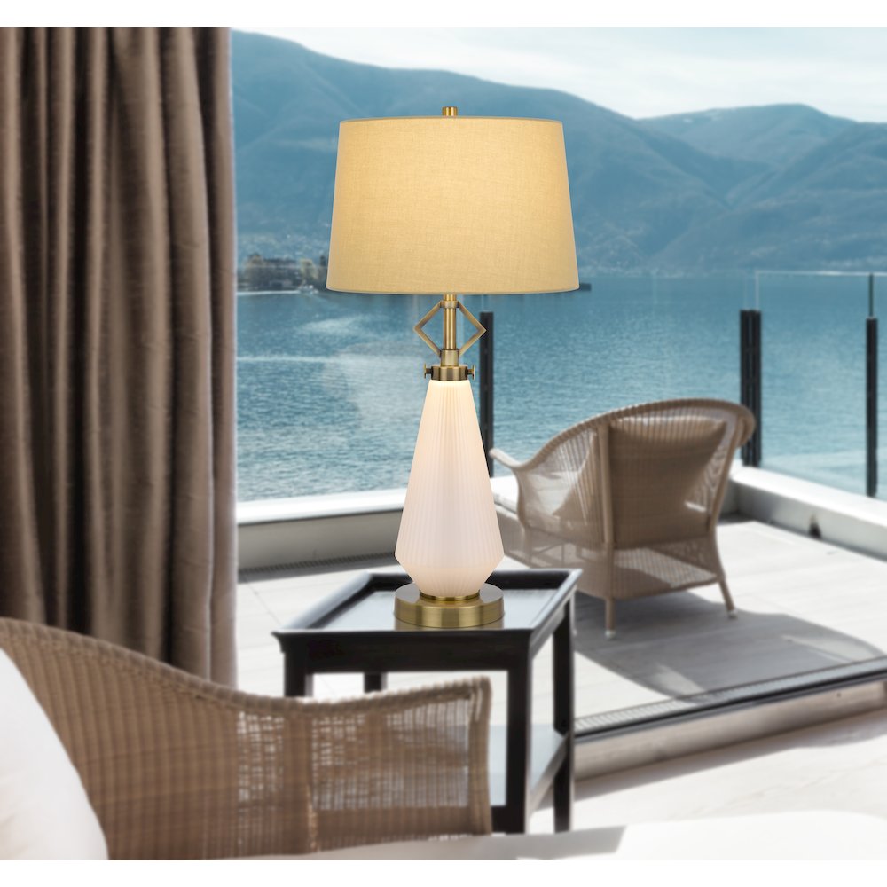 100W led Carrizo metal/glass table lamp with 2W led night light