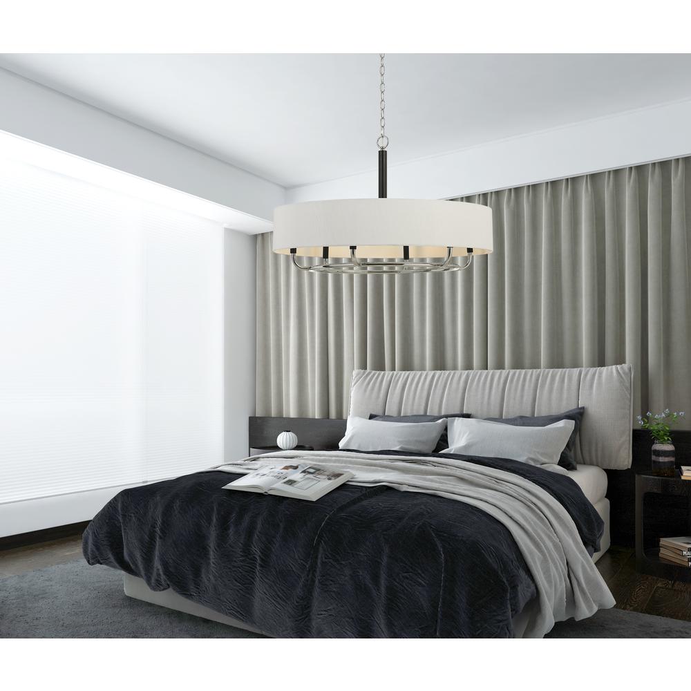 60W X 6  Alava Metal Chandelier With Fabric Shade