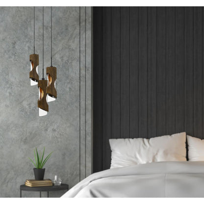 60W X 3 Zamora 3 Light Wood Pendant