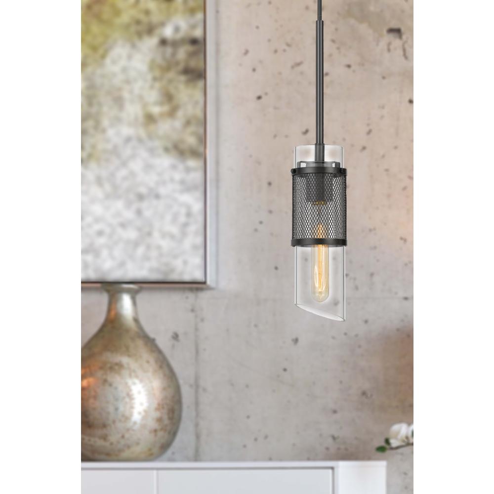 60W Savona double layer glass/metal mini pendant with mesh metal shade