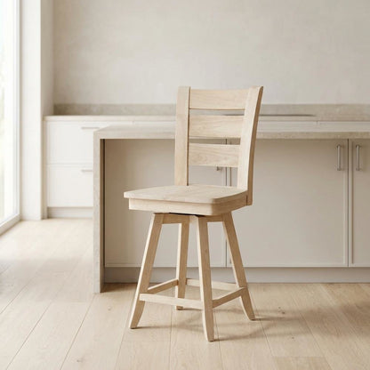 Unfinished Counter Height Stool with Swivel and Auto Return for Kitchen Bar