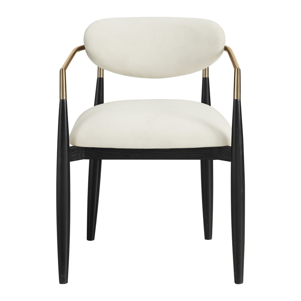 Riccio Beige Performance Fabric Upholstered Dining Arm Chair, Set of 2
