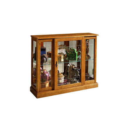 Golden Oak Mirrored Curio Console