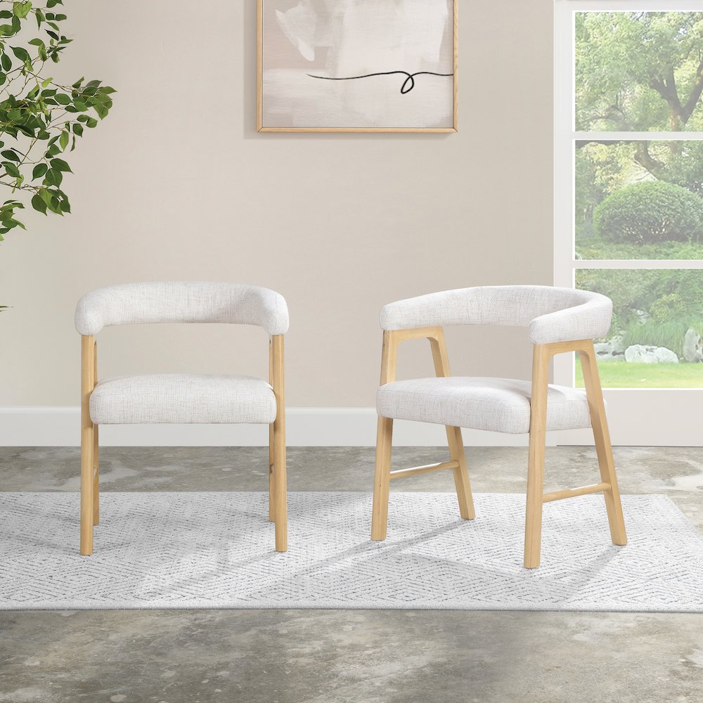 Kayley Dining Chair in Linen Fabric with National Wood Finish 2-Pack