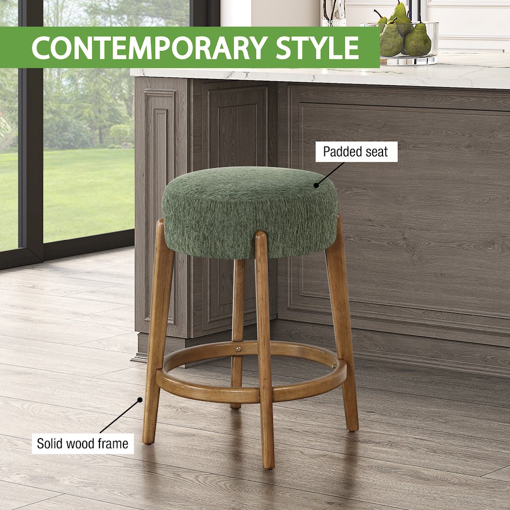 Wesley 26" Counter Stool in Pine Fabric with Medium Oak Finish Frame