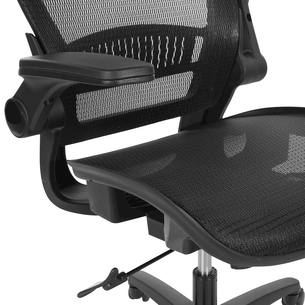 Managers Chair With Mesh Back And Seat And Adjustable Flip Arms And Headrest
