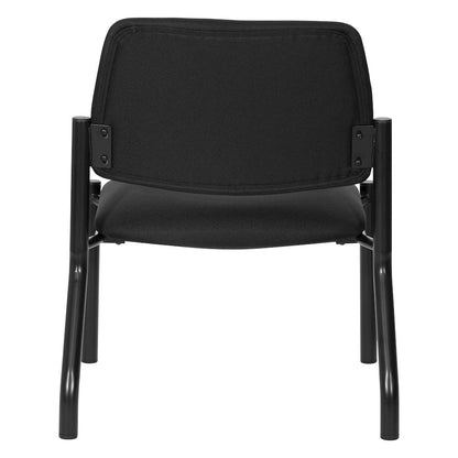 Big & Tall Armless Guest Chair in Icon Black Fabric with Black Metal Frame