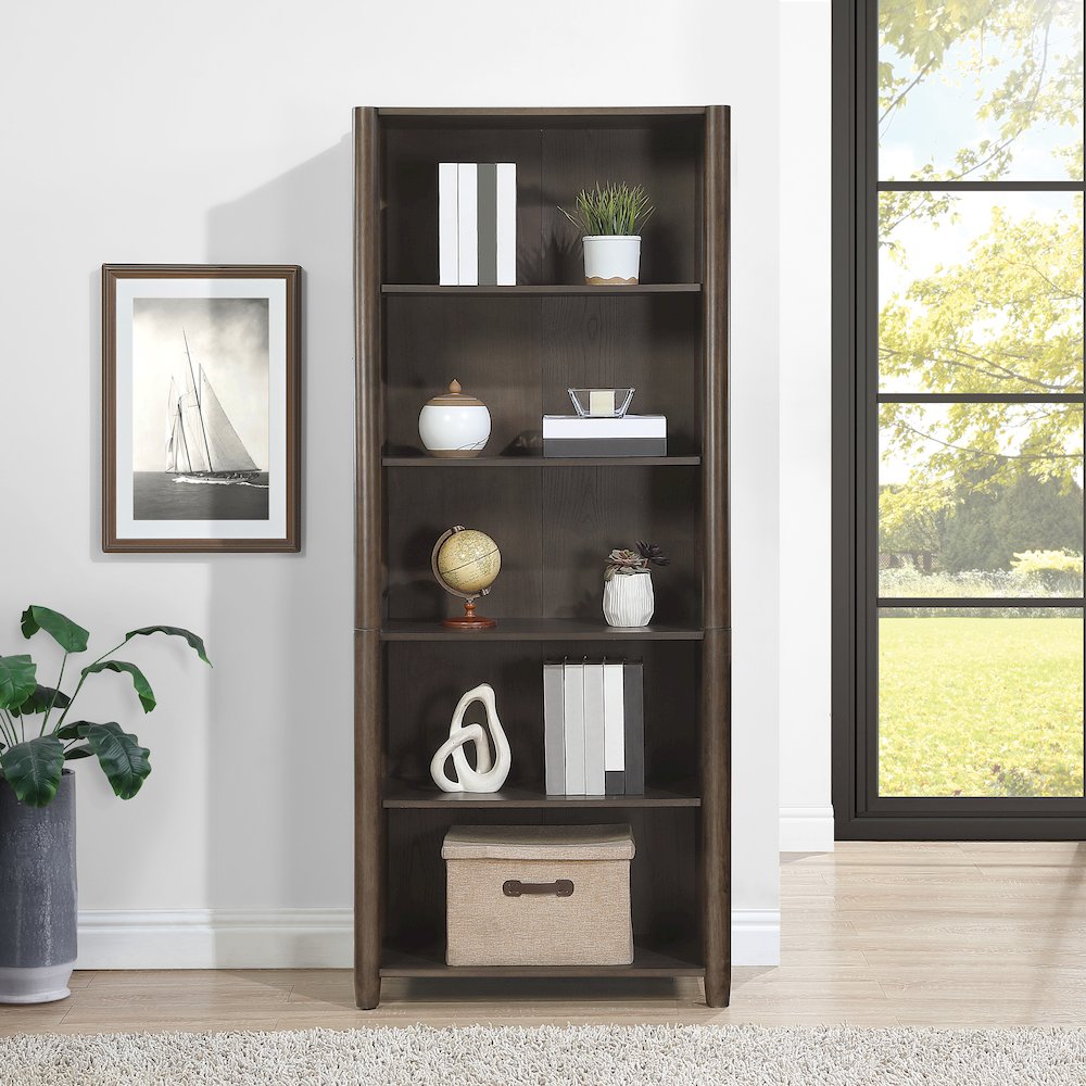 Wembley 5-Shelf Bookcase  in Burnt Ash Finish